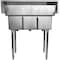 Amgood Stainless Steel Utility Sink-3 Compartment Sink  10 in. x 14 in. x 10 in. Bowl. No Faucet SINK S3C-101410 - NO FAUCET - alternate 2
